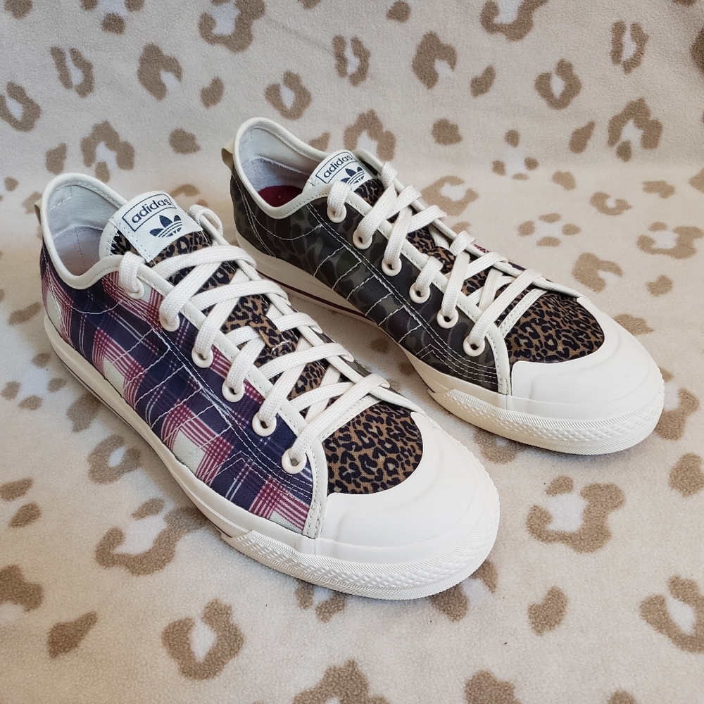 Adidas Nizza RF low tops in fun multicolor patterns, men's 10 US